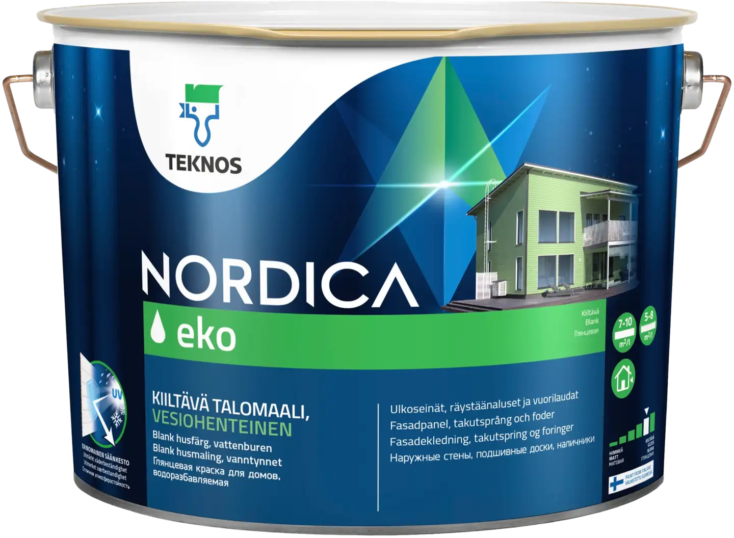 Teknos talomaali Nordica Eko 9 l PM1 valkoinen sävytettävissä kiiltävä