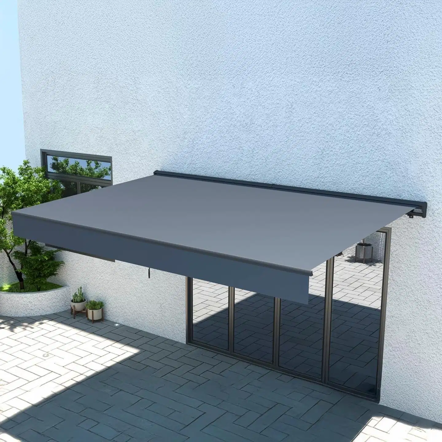Lykke puolikasettimarkiisi 3,95x3 m moottoroitu, tummanharmaa - 2