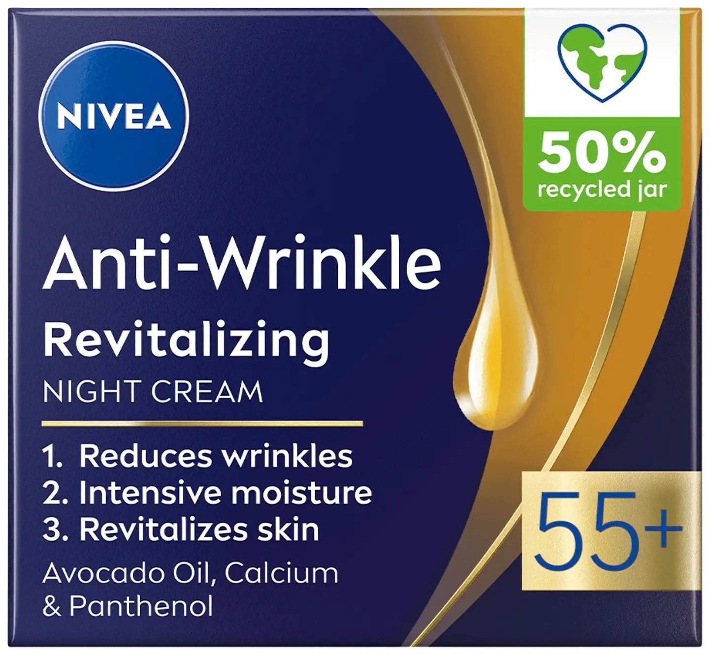 NIVEA 50ml Anti-Wrinkle Revitalizing Night Cream 55+ -yövoide - 1