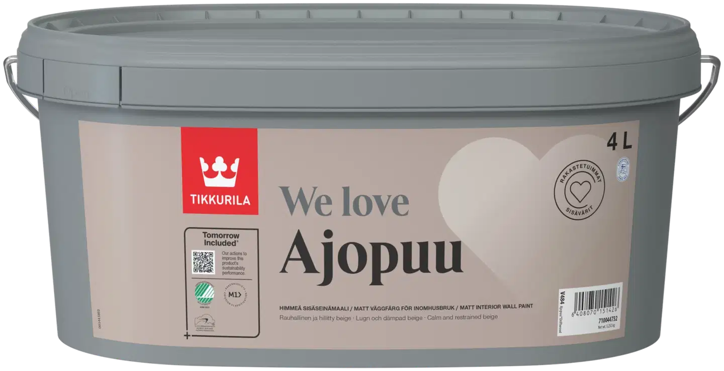 Tikkurila sisäseinämaali We love – Tikkurila Ajopuu 4 l