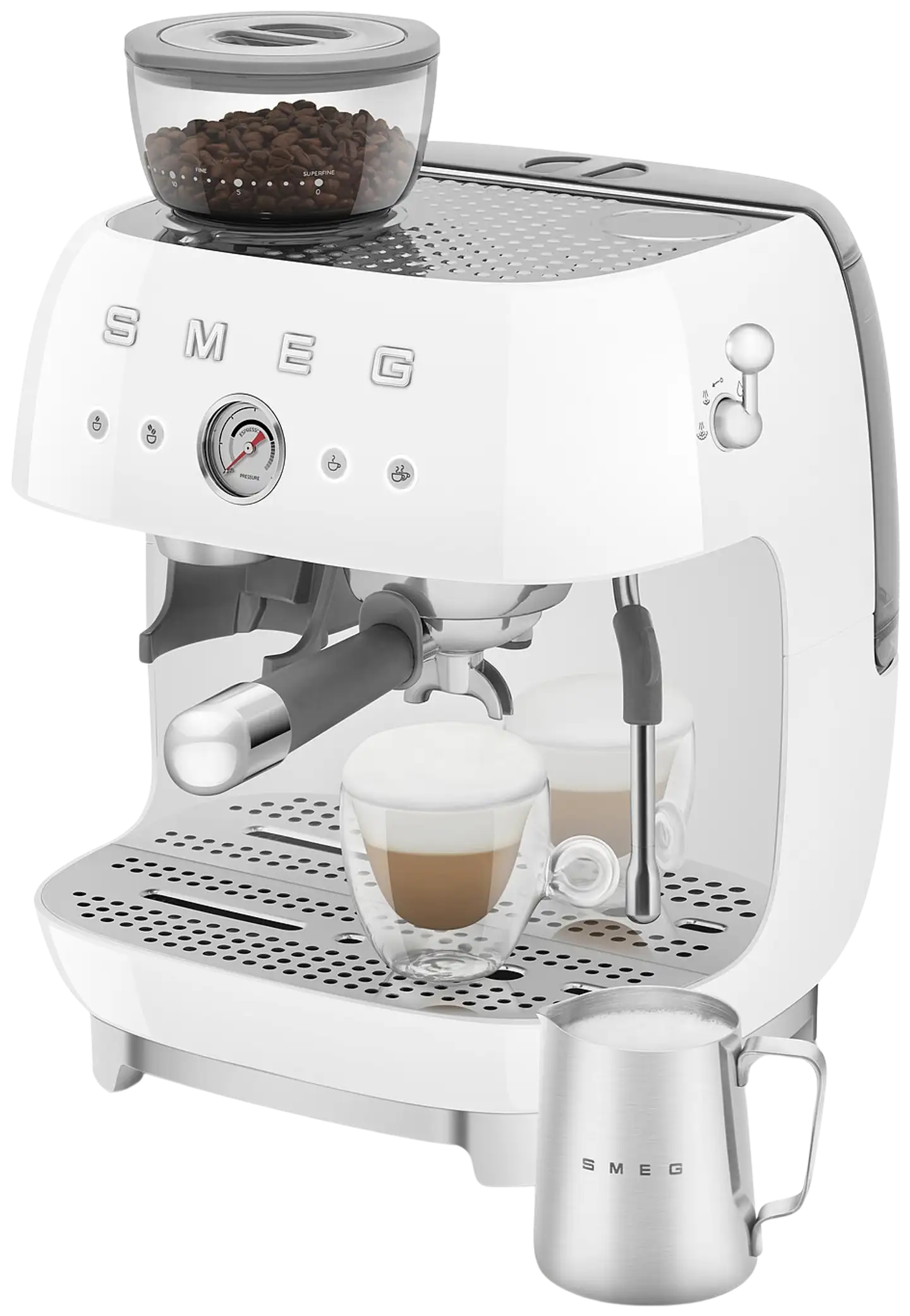Smeg espressokeitin myllyllä valkoinen EGF03WHEU - 5