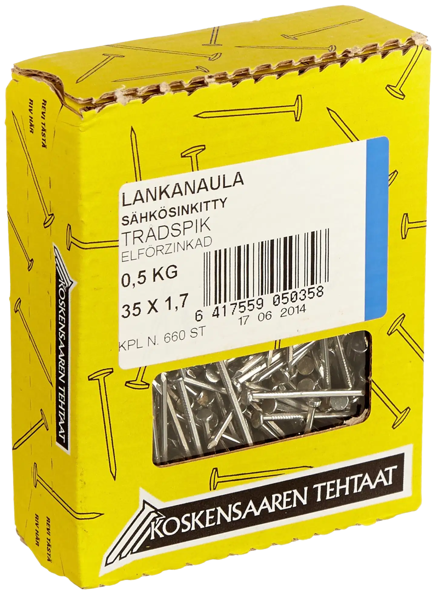 Koskensaaren Tehtaat Lankanaula sink. 0,5kg 35x1,7mm - 1