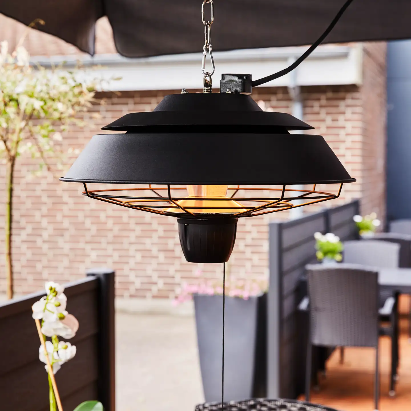 HORTUS Terassilämmitin ripustettava 1500 W, HA, Ø42 cm, musta - 2