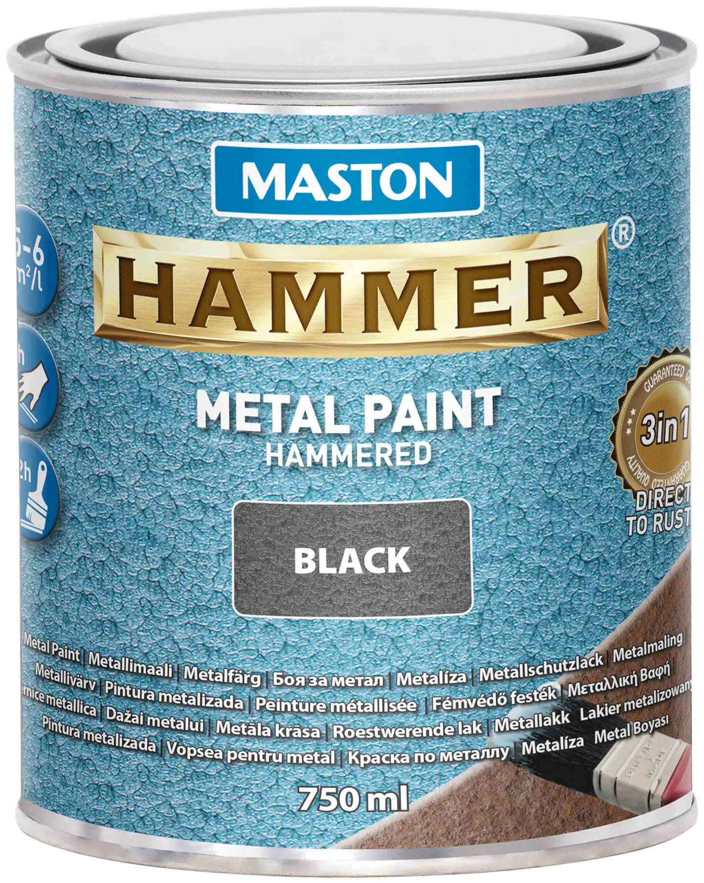 Maston metallimaali Hammer Vasaralakka musta 750 ml - 1