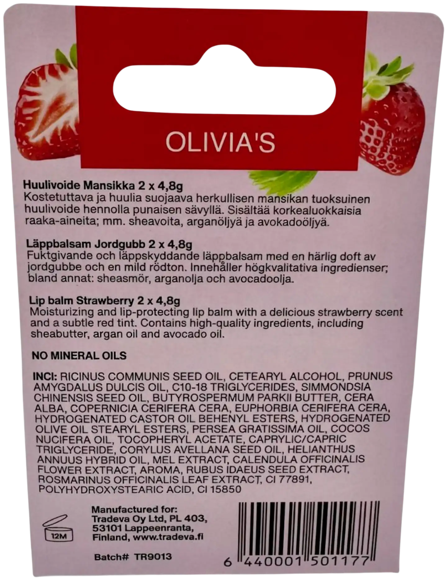 OLIVIA'S Huulivoide 2kpl mansikka - 2