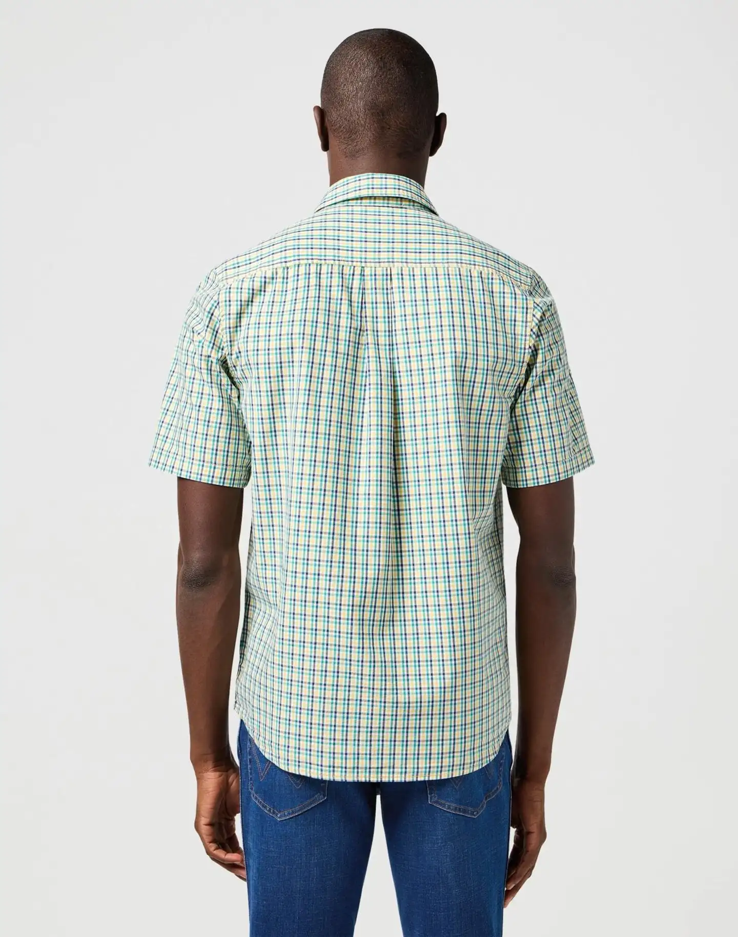 Wrangler miesten lyhythihainen kauluspaita - GREEN MULTI - 4