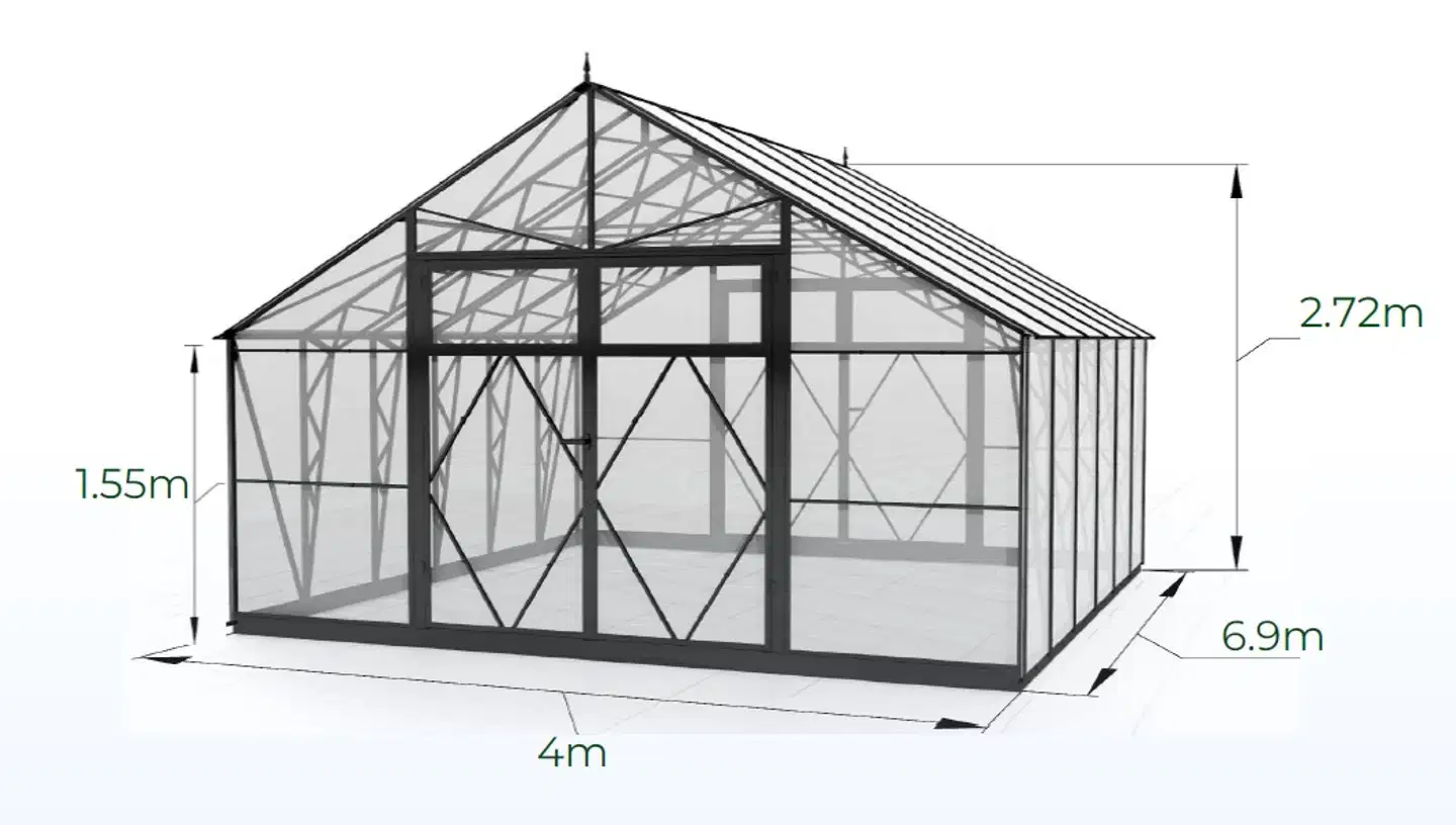 Ecoslider kasvihuone Lux DD 4.0 X 6.9 - 5