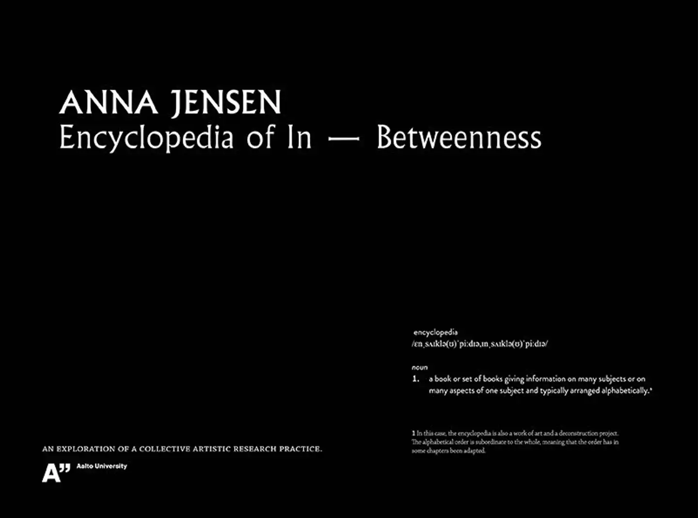 Jensen, Encyclopedia of In-Betweenness - An Exploration of a Colletive Artistic Research Practice