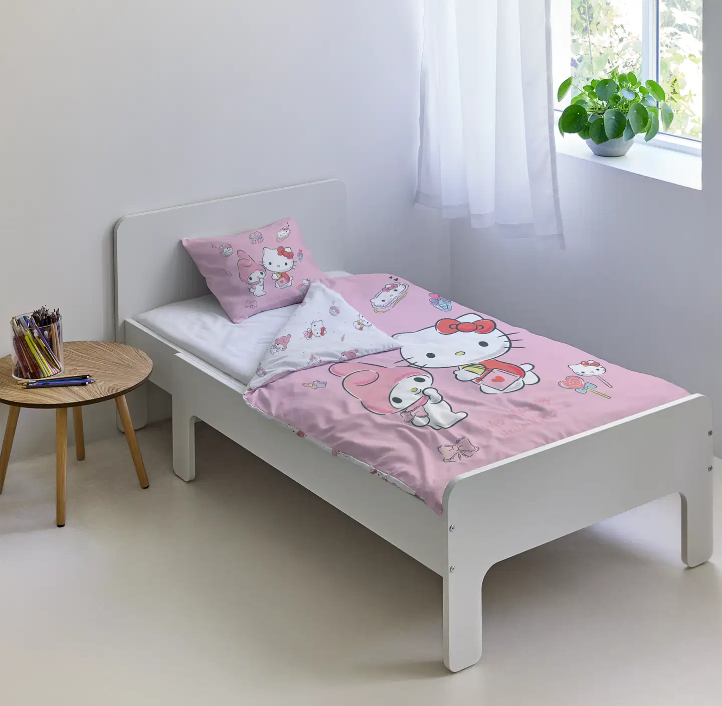 Lasten junior pussilakanasetti Hello Kitty ja Melody 120x160+40x60 cm - 3