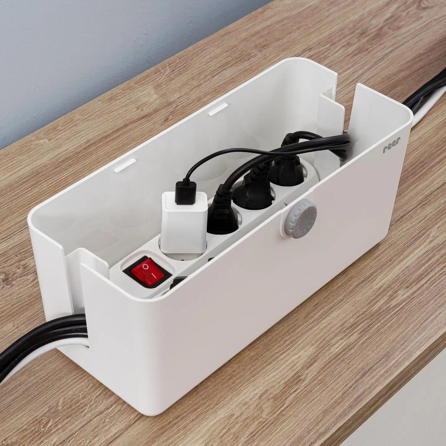 Reer kaapeliboksi sähköjohtojen turvalliseen säilytykseen lapsilukolla, tilava - 8