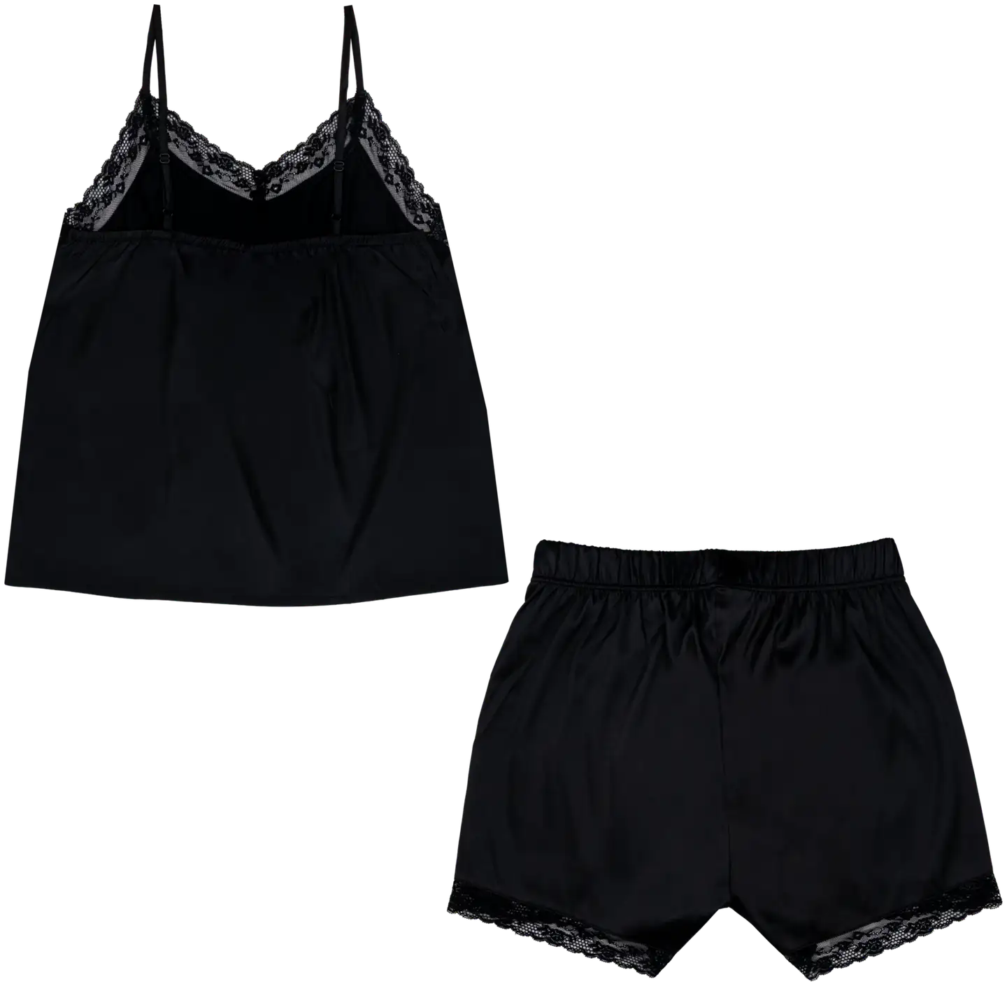 Actuelle naisten satiinipyjama 212A382527 - BLACK - 2