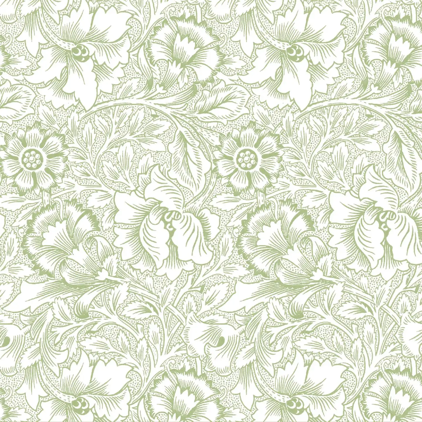 William Morris Pink & Poppy vaaleanvihreä lautasliina 20kpl/33cm