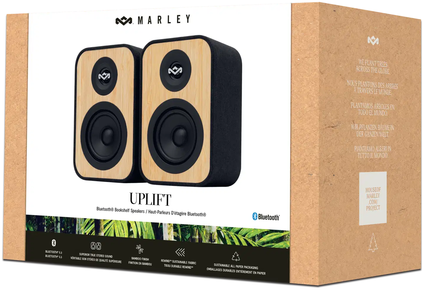 House of Marley Bluetooth hyllykaiuttimet (2kpl) Uplift, musta/puu - 5