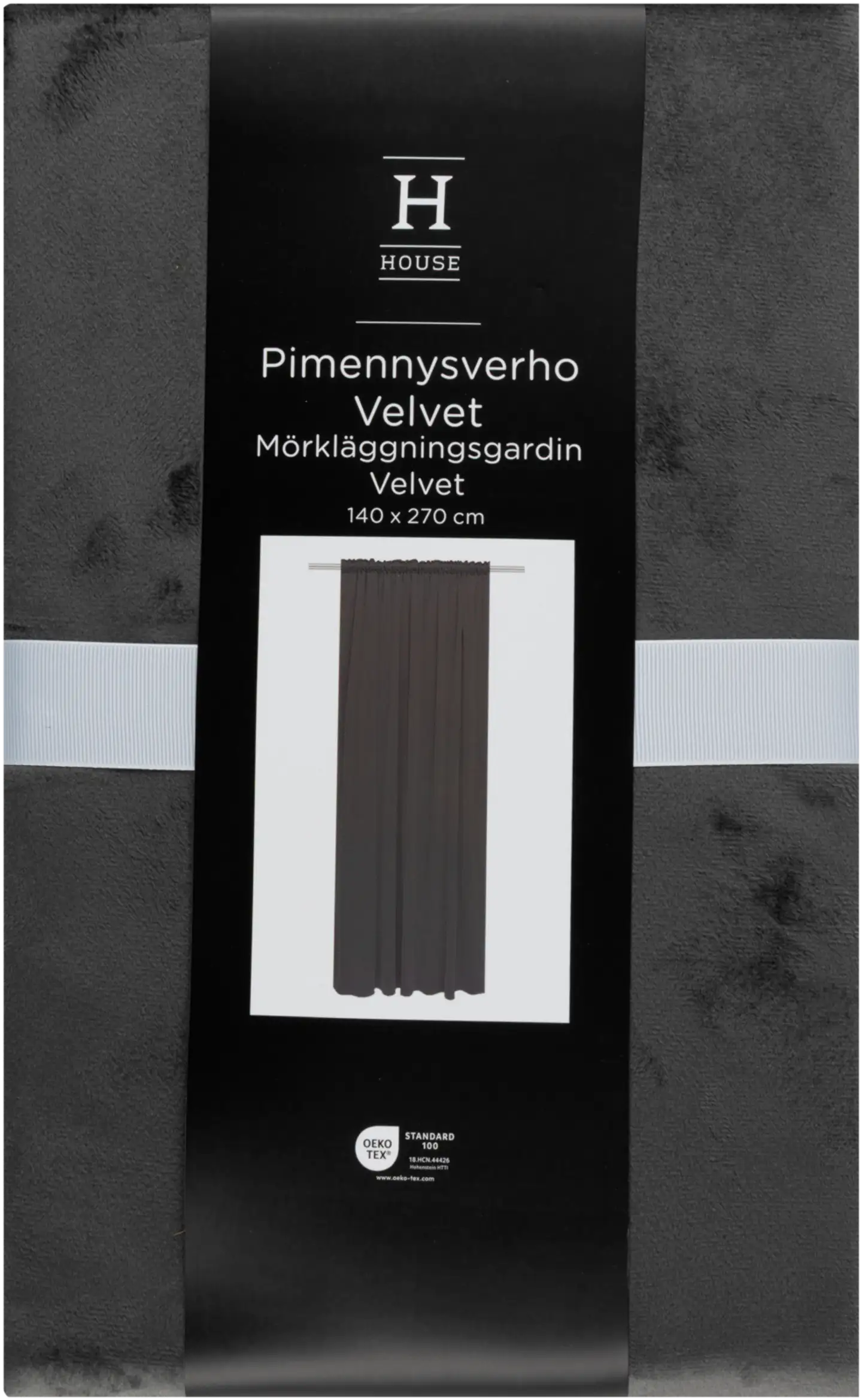 House pimennysverho Velvet 140x270 cm tummanharmaa - 1