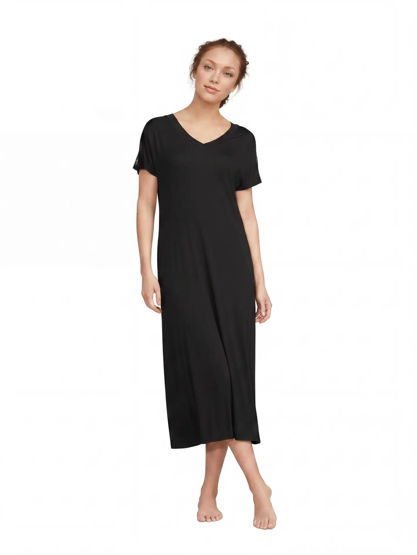 Actuelle naisten yöpaita pitsillä 212A372220 - Black - 1