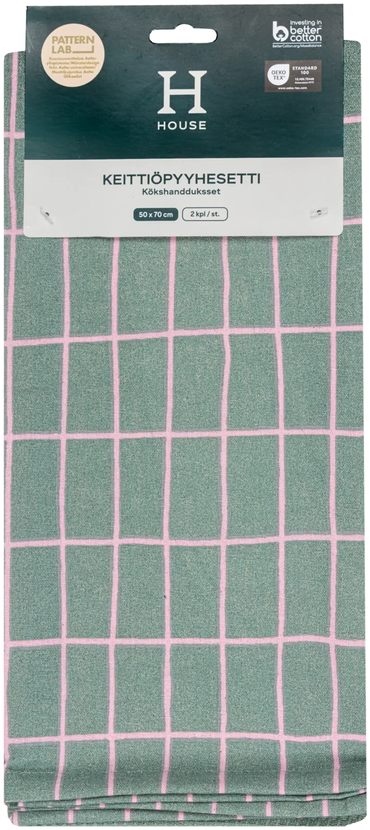 House keittiöpyyhe Elonkorjuu 50x70 cm vihreä/vaaleanpunainen 2 kpl PatternLab - 2