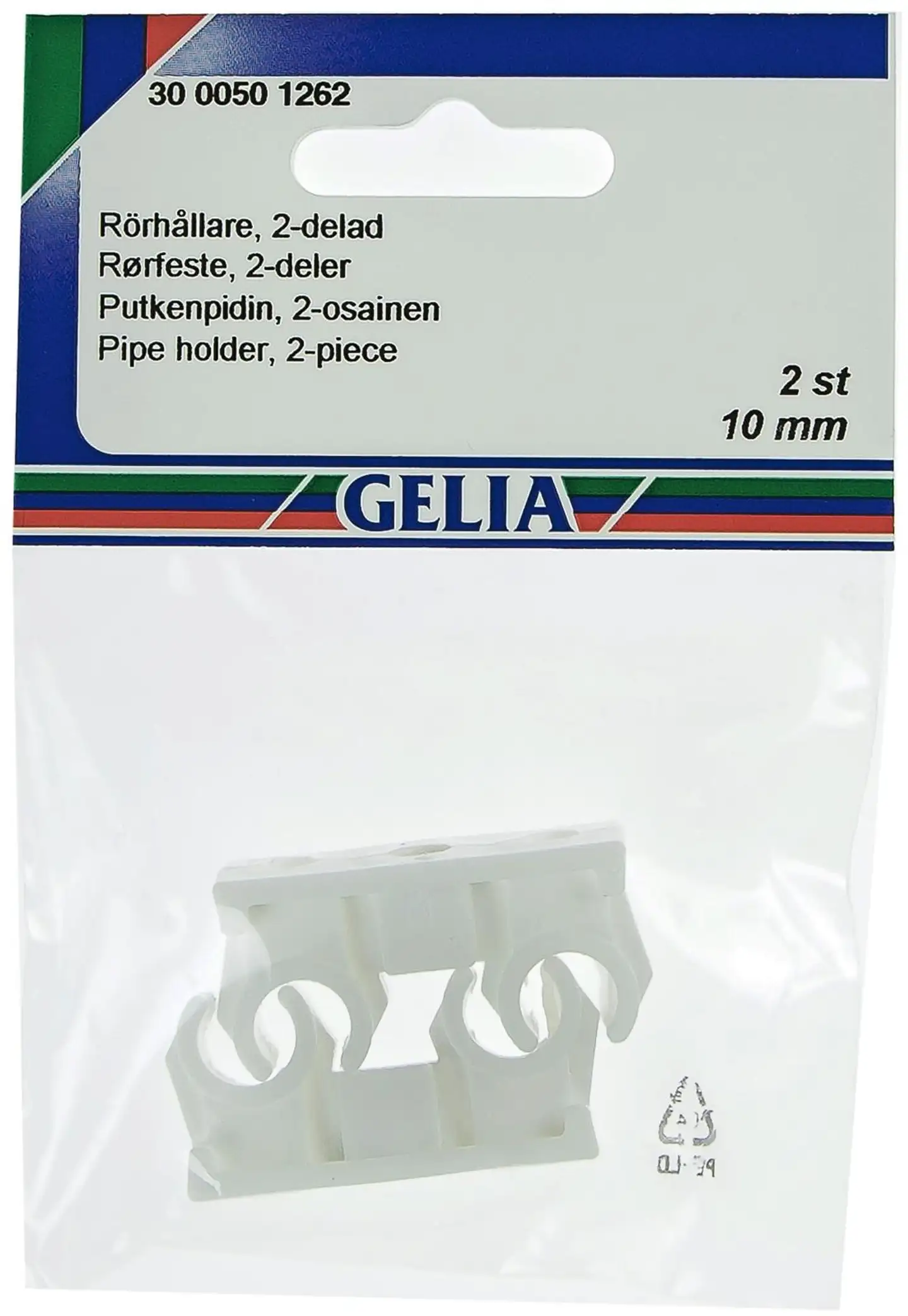 Gelia putkenpidin 2x10mm 2 kpl valkoinen