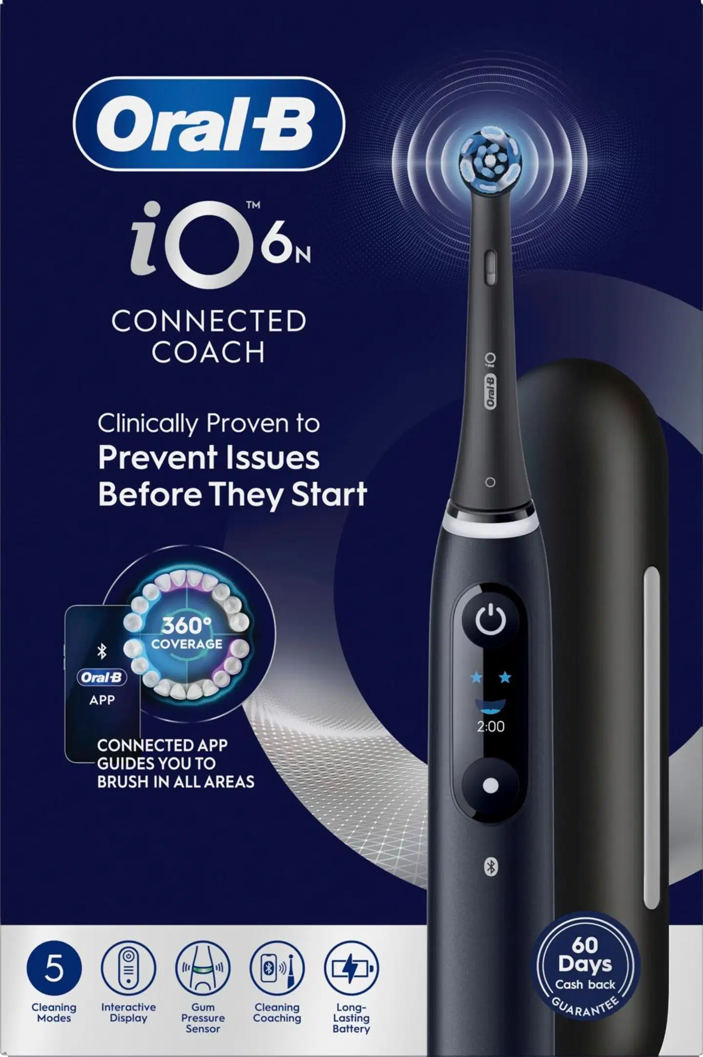 Oral-B iO6 Black Lava sähköhammasharja +Travel case + Refill holder + lisävaihtoharja