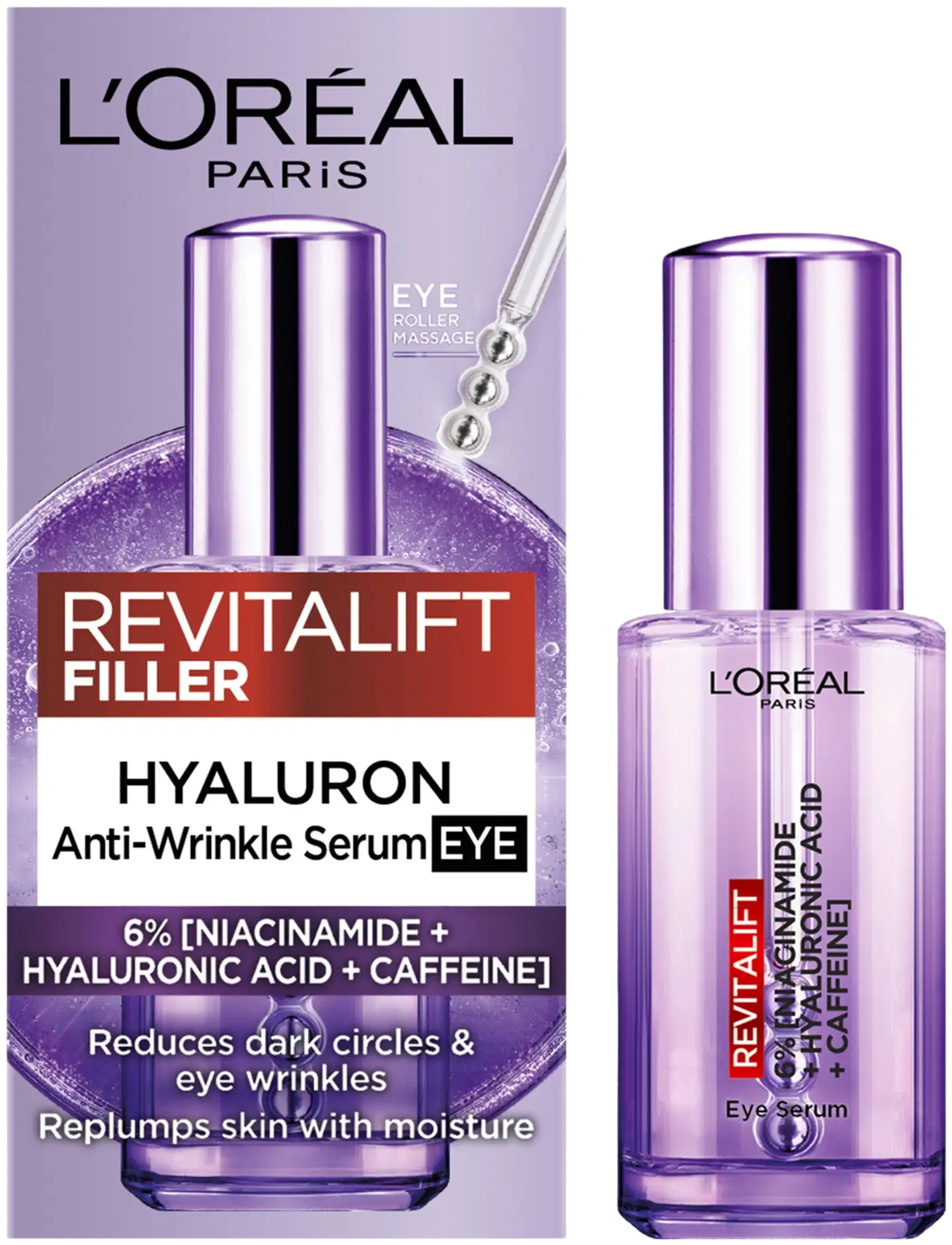 L'Oréal Paris Revitalift Filler 2,5% Hyaluronic Acid + Caffein Eye Serum silmänympärysalueelle 20 ml - 2