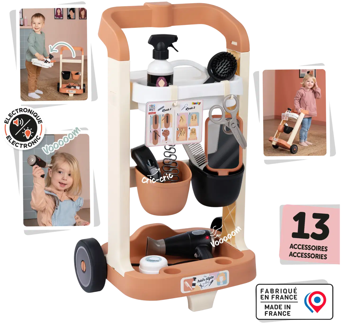 Smoby My Hair, kampausvaunu, upea leikkisetti kampaamoleikkeihin - 3