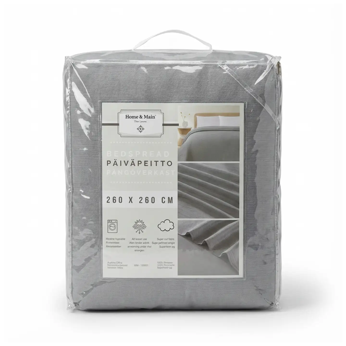 Home & Main päiväpeitto Gauze 260x260 cm harmaa - 1