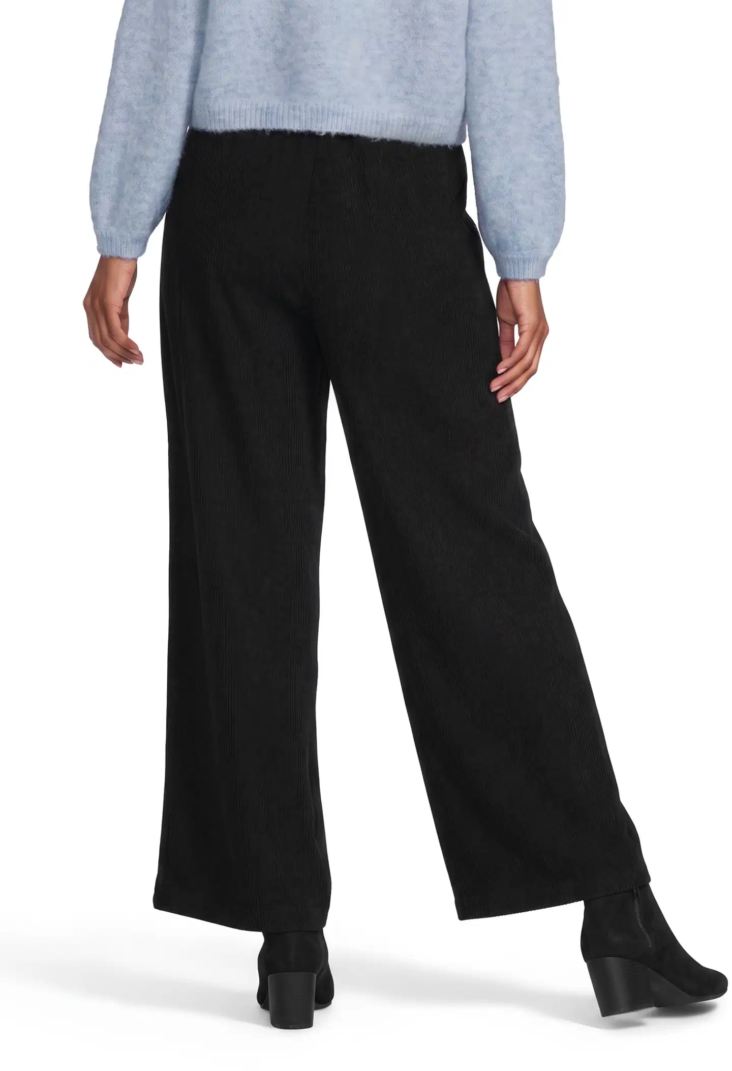 WKLY. naisten leveälahkeiset vakosamettihousut wide leg 222W312656 - Black - 4