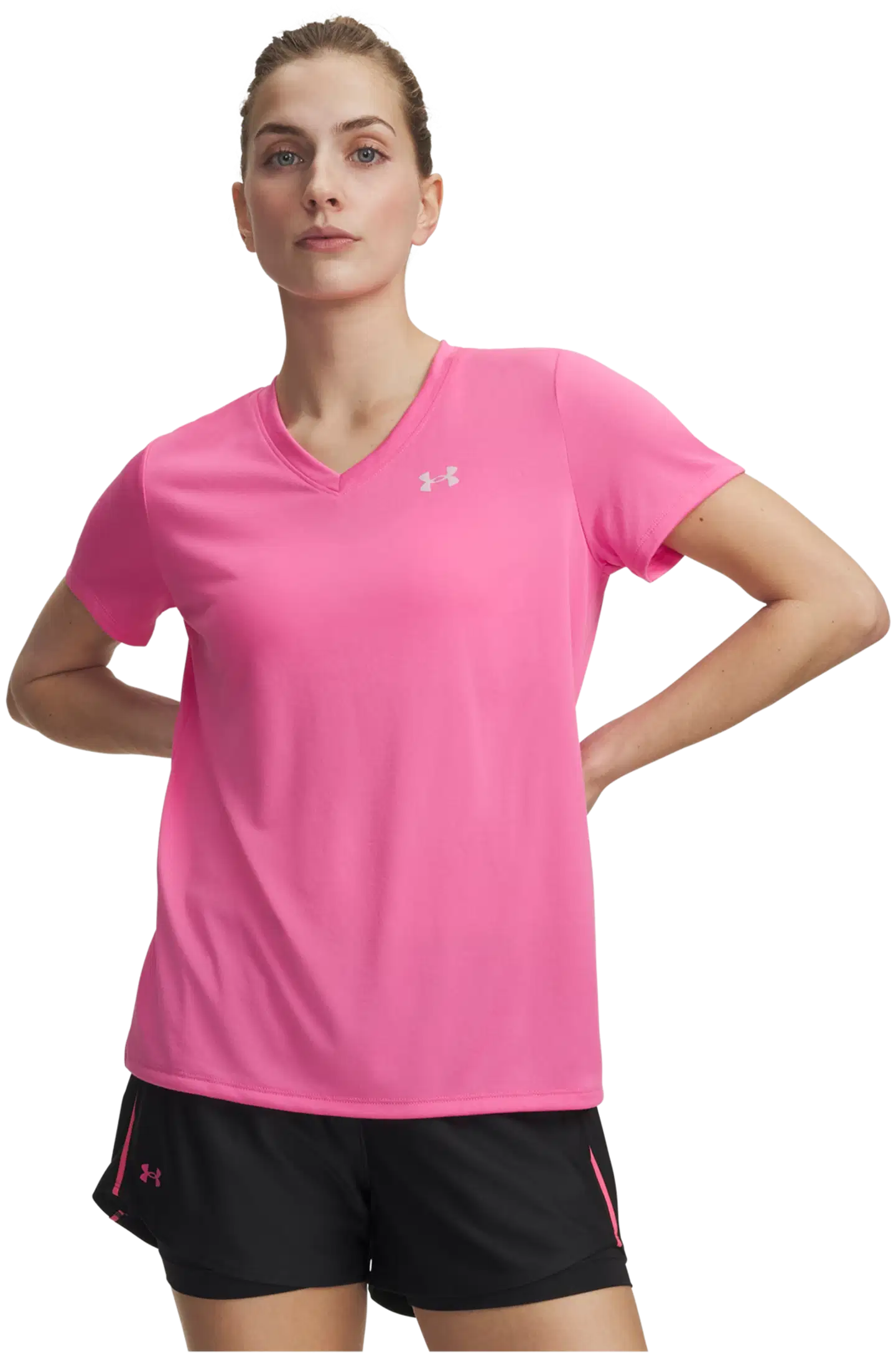Under Armour naisten treenipaita Tech SSV Solid 1384229 - Pink Frenzy - 1