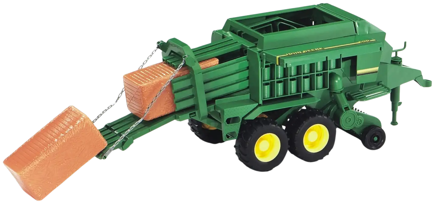 Bruder John Deere kanttipaalain ja kaksi paalia