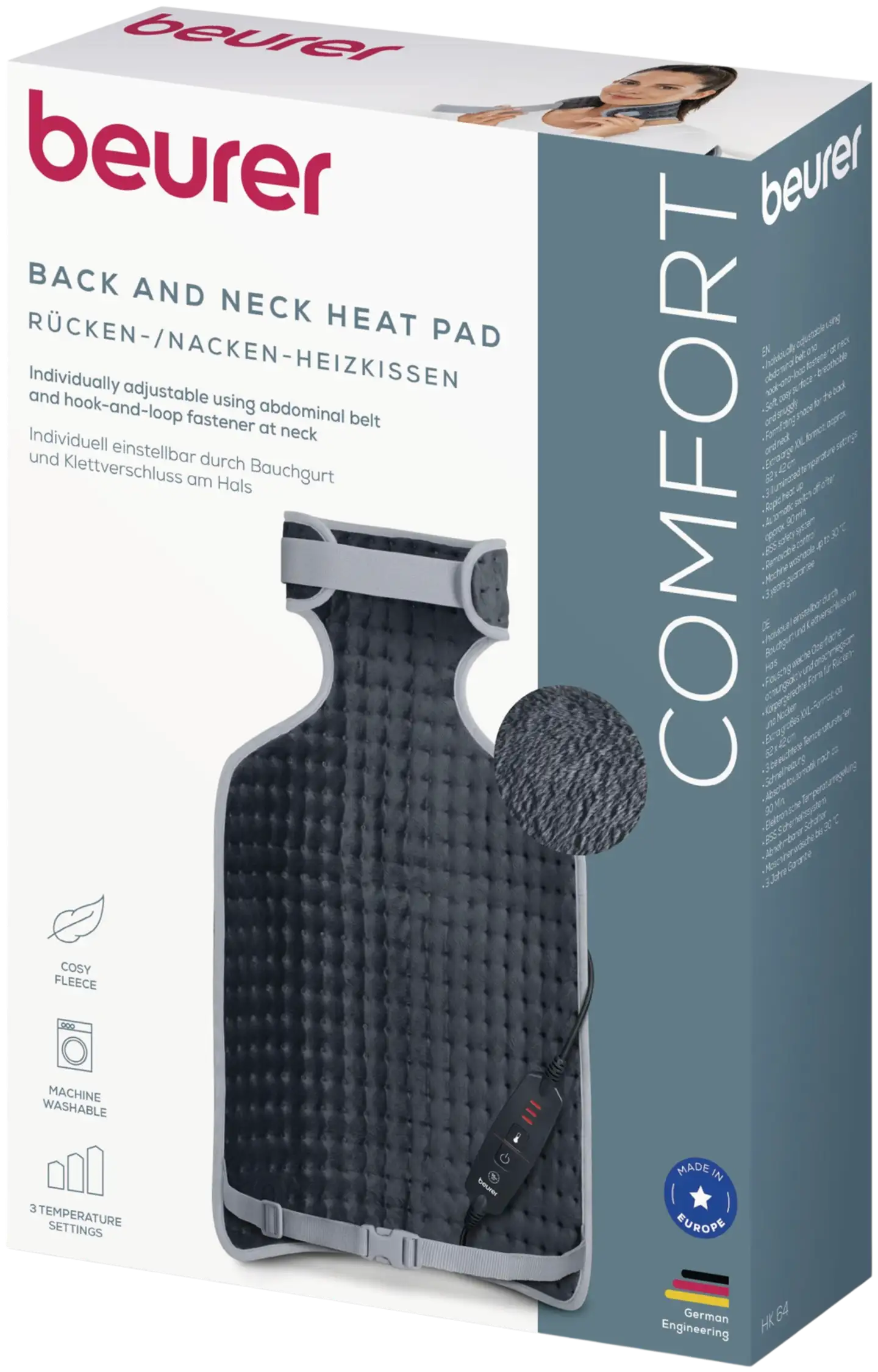Beurer HK64 selkä-/niska-lämpötyyny, harmaa - 4