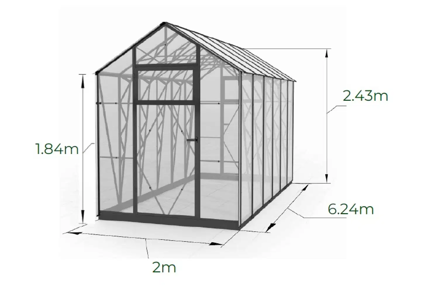Ecoslider kasvihuone 2.0 X 6.24 - 4