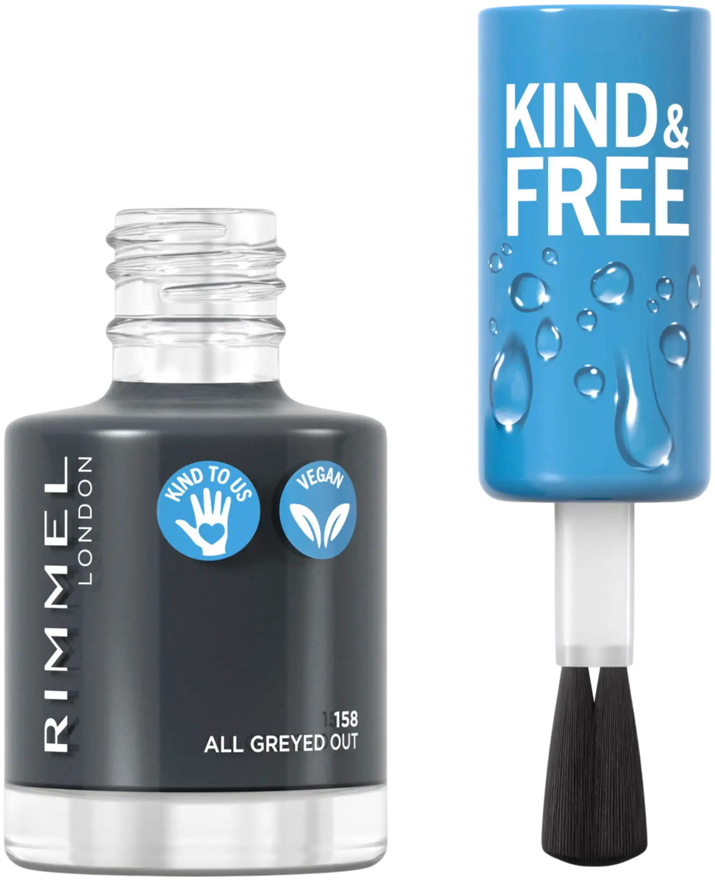 Rimmel Kind & Free Clean Nail Polish 8ml, 158 All Greyed Out kynsilakka - 2