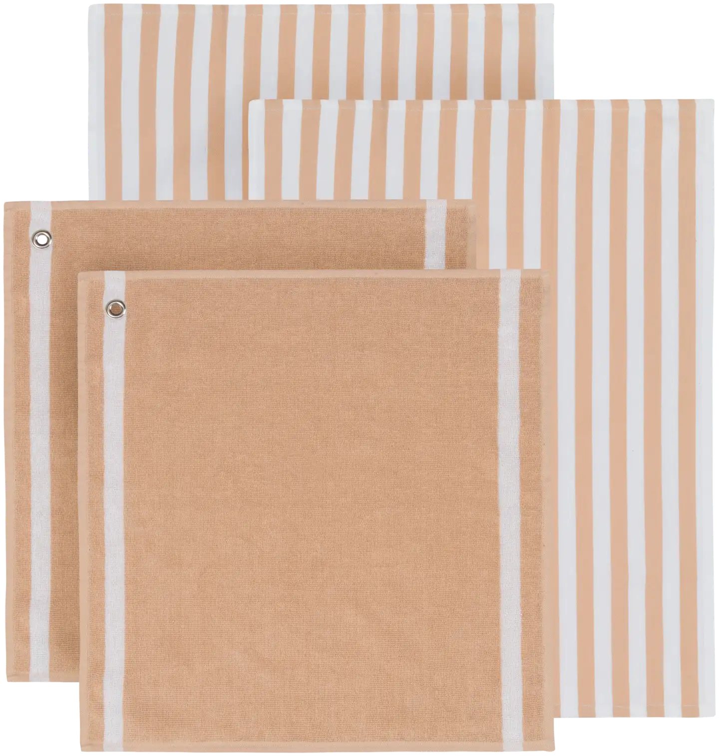 Tex Home keittiöpyyhesetti raita ja frotee 4 kpl beige - 1