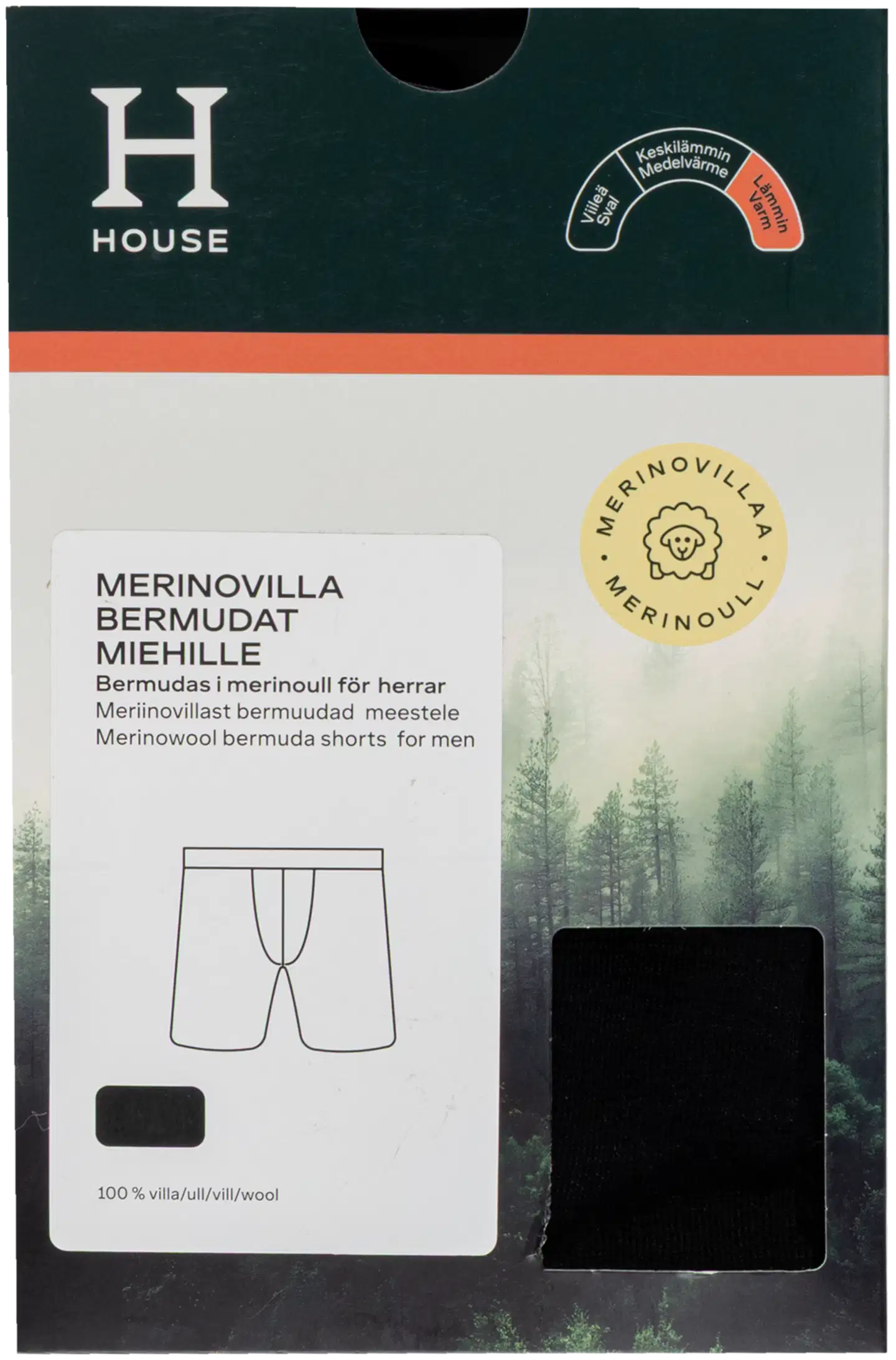 House miesten merinovilla-bermudat - Black - 5