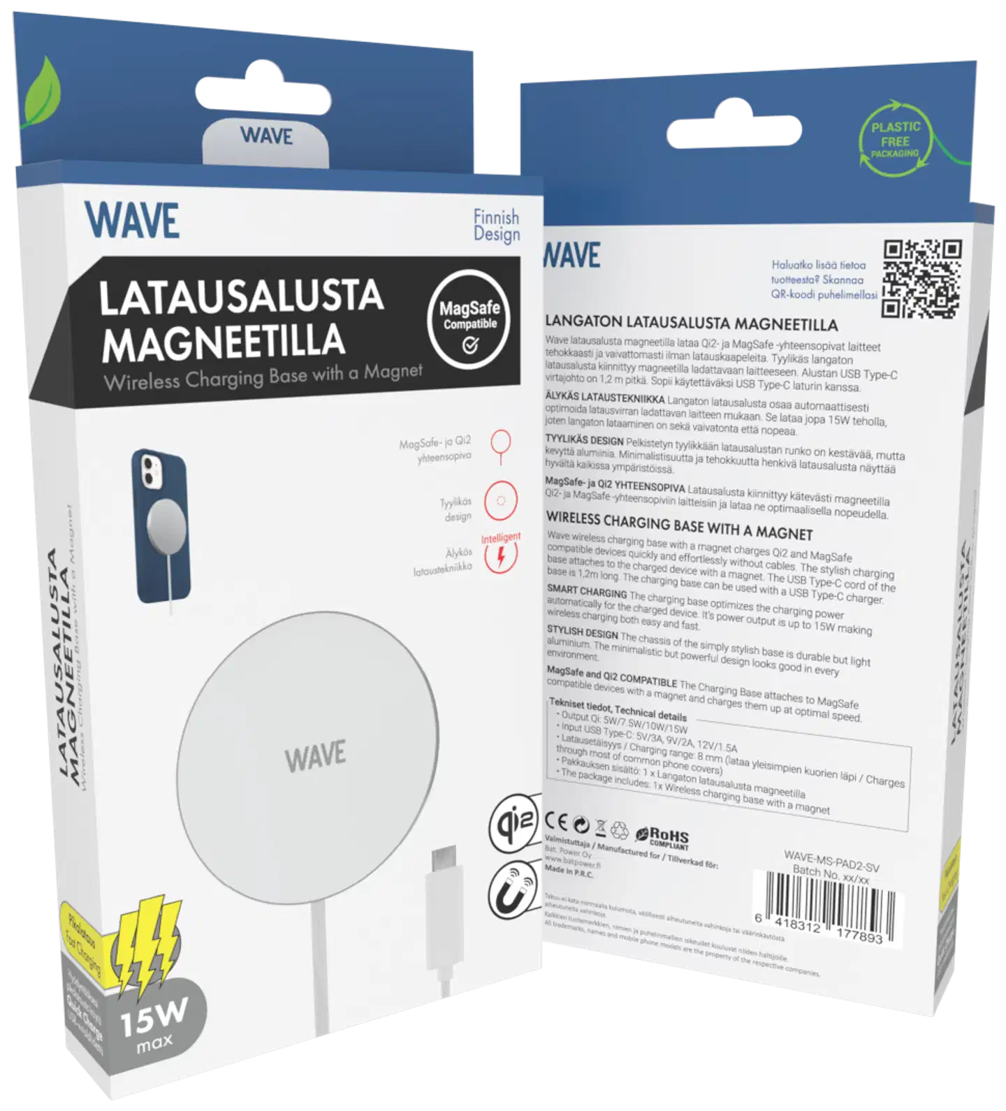 Wave Qi langaton latausalusta magneetilla, valkoinen/hopea - 2