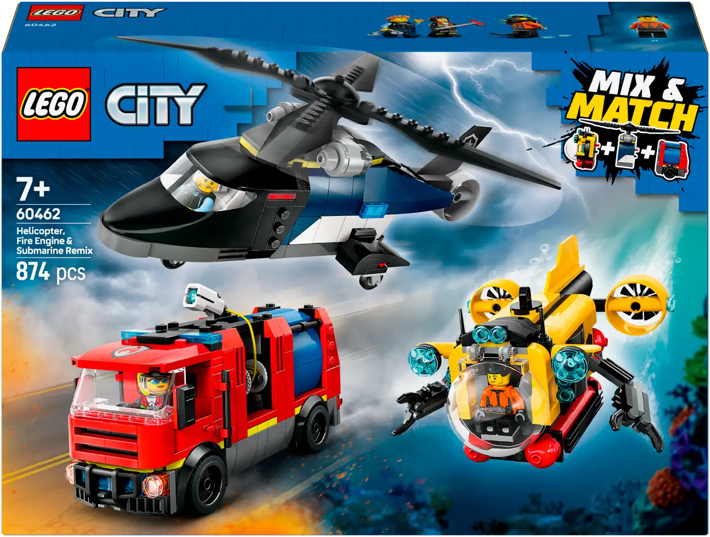 LEGO® City Great Vehicles 60462 Helikopteri, paloauto ja sukellusvene yhdessä - 2