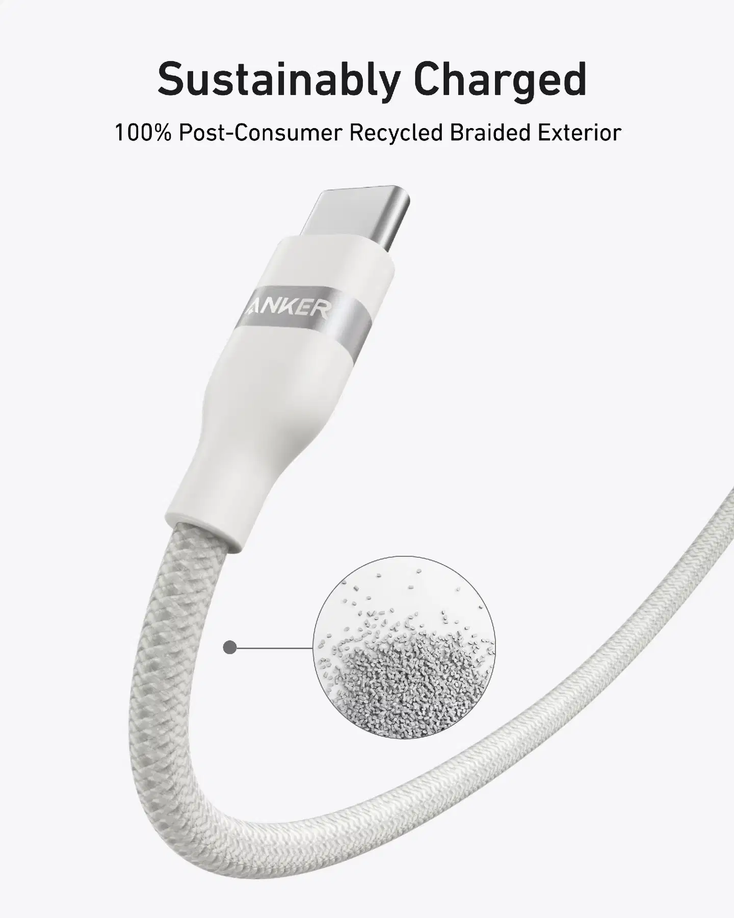 Anker USB-C - USB-C, valkoinen, 2m kaapeli - 2