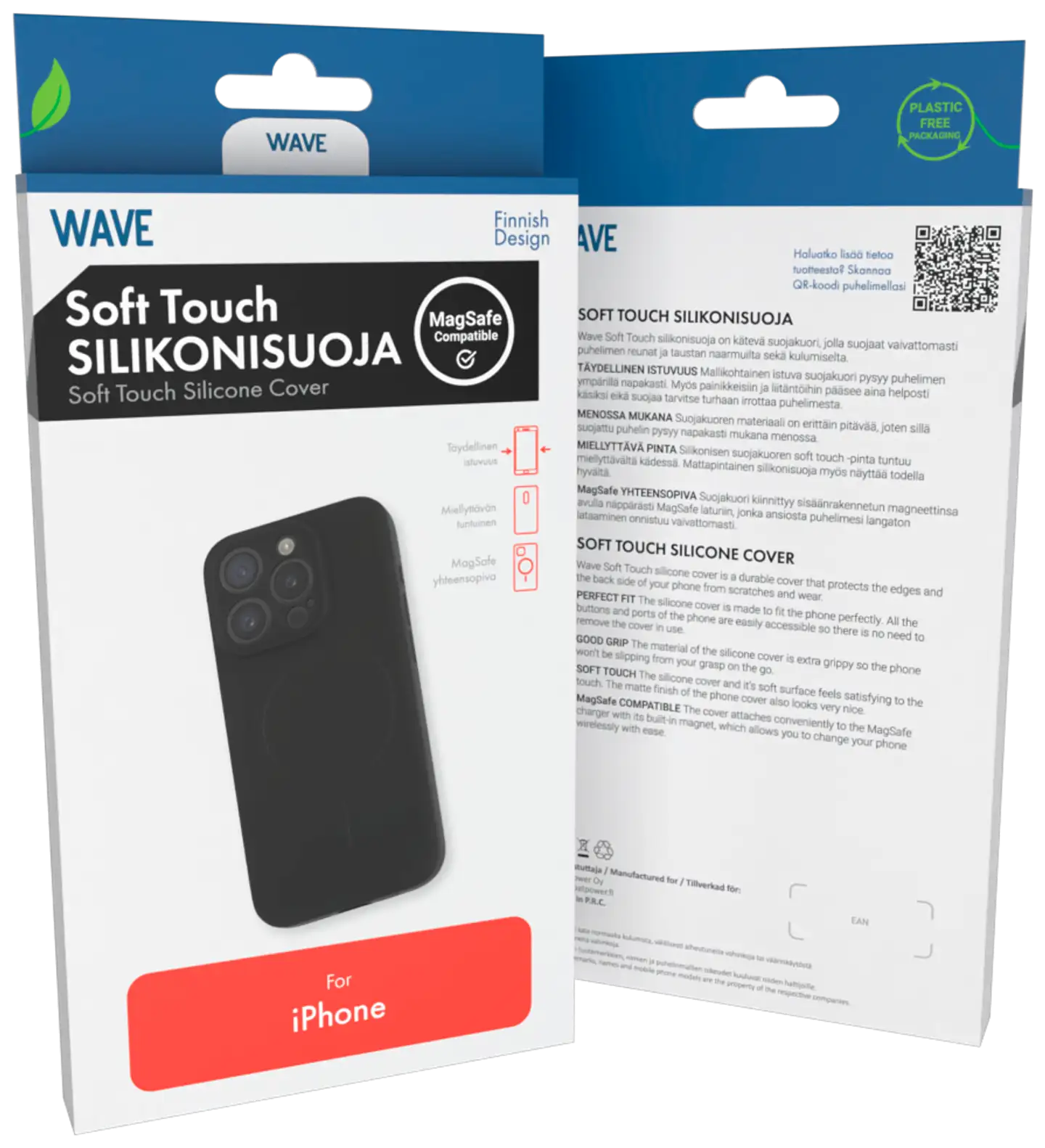 Wave Soft Touch Silikonisuoja, Apple iPhone 15 Plus, Musta - 1