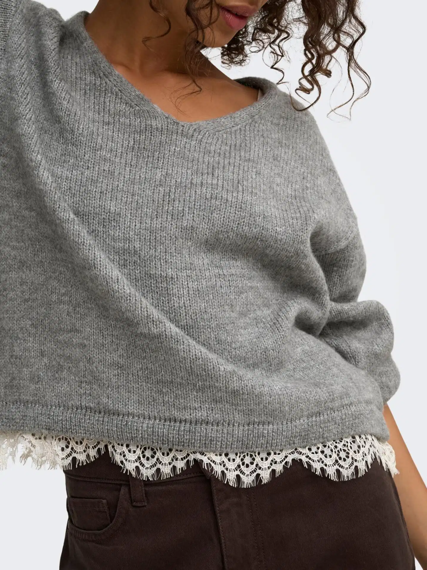 JDY naisten neule Jdystephanie - Light Grey Melange - 7