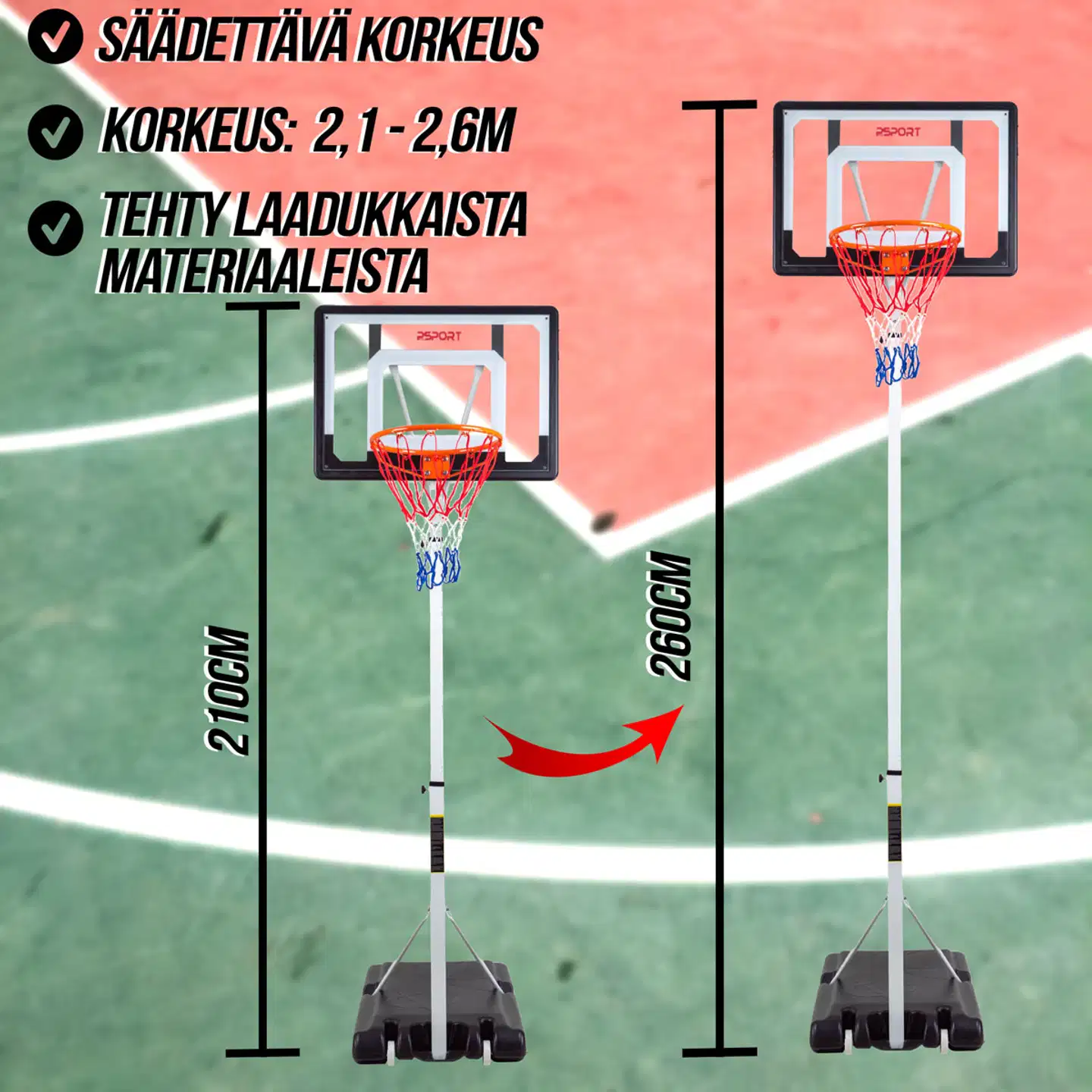 ProSport nuorten koripalloteline 2,1-2,6m - 6