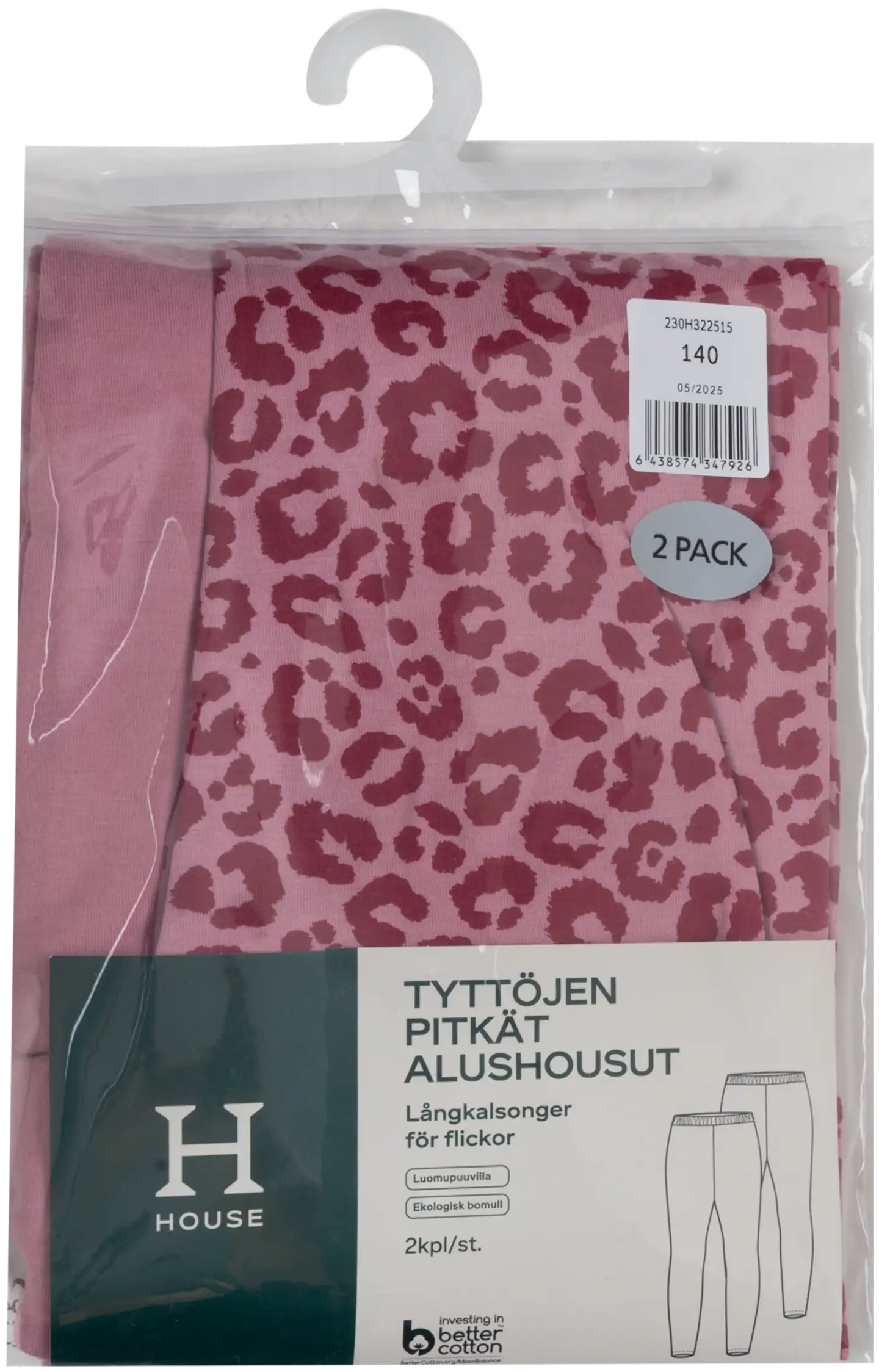 House lasten pitkät alushousut 230H322515 2-pack - cosmetic pink & plum berry - 4