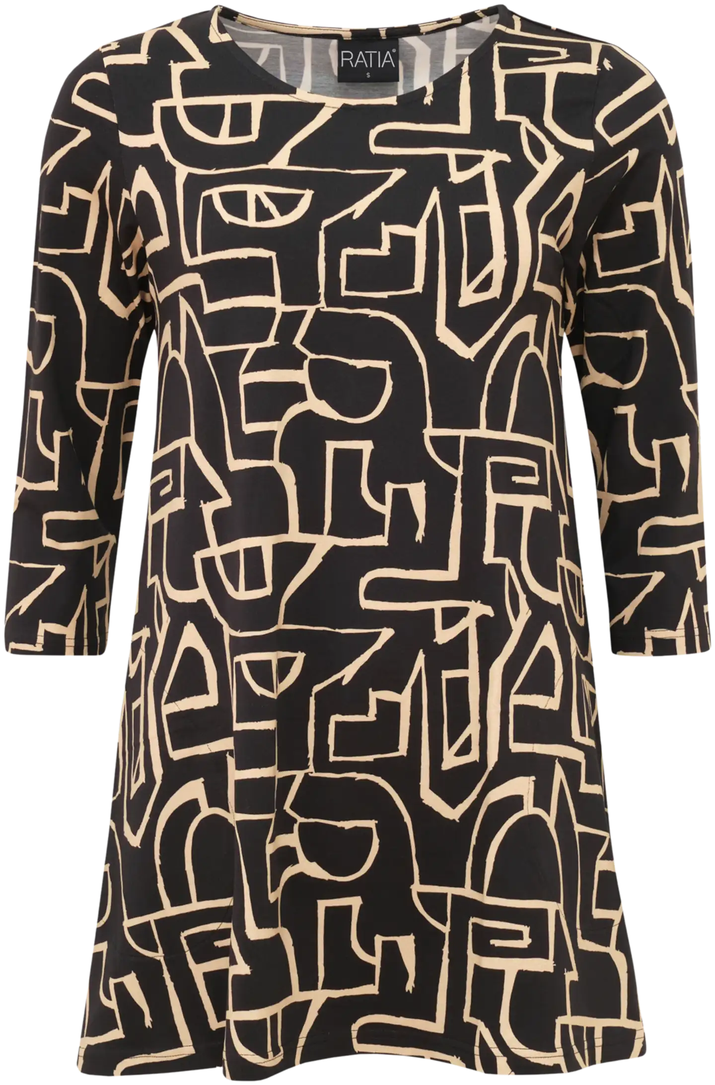 RATIA® N.trikootunika Pisara Kartta - Musta/hiekka - 1