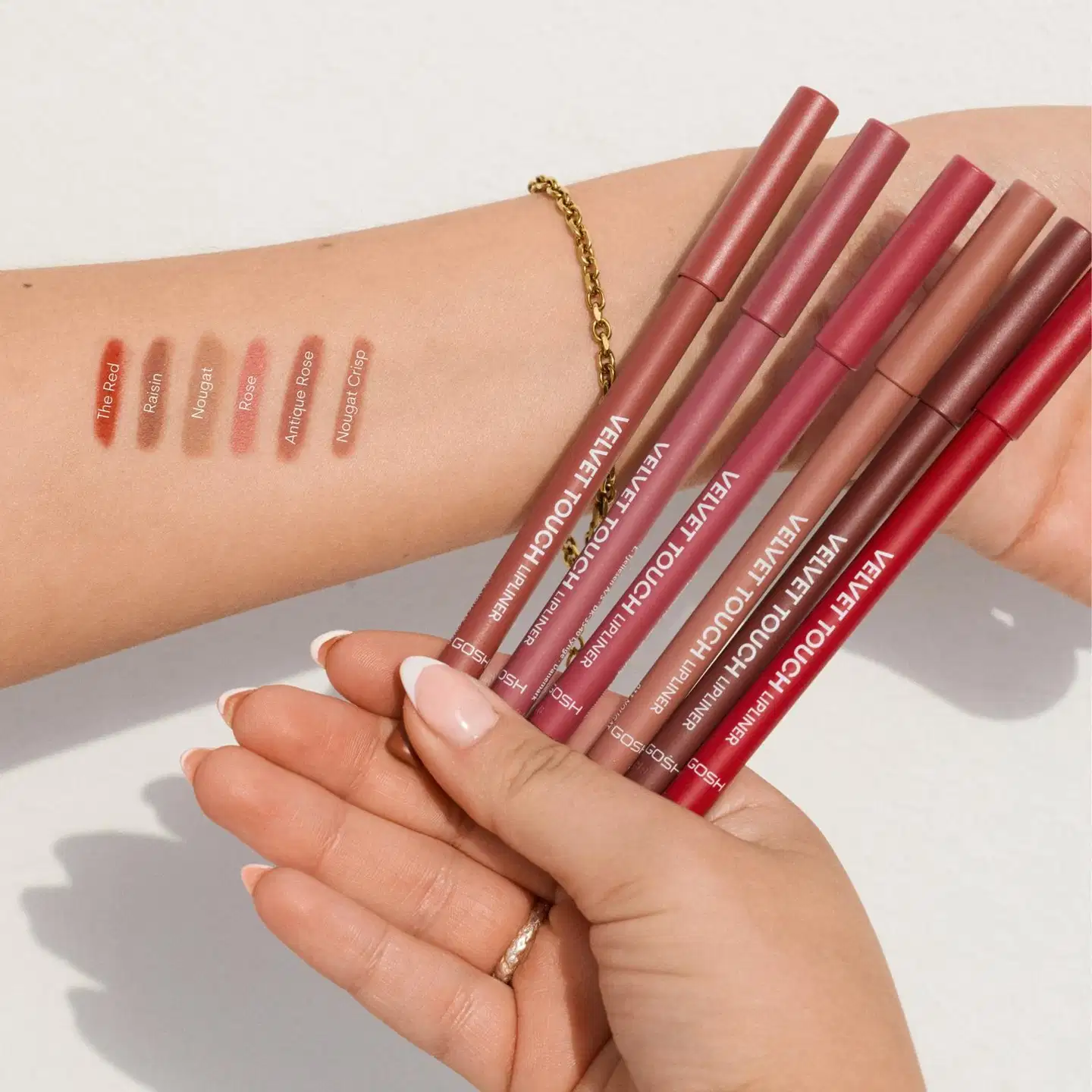 Gosh Velvet Touch Lip Liner 001 Nougat Crisp huultenrajauskynä 1,2g - Antique Rose - 2