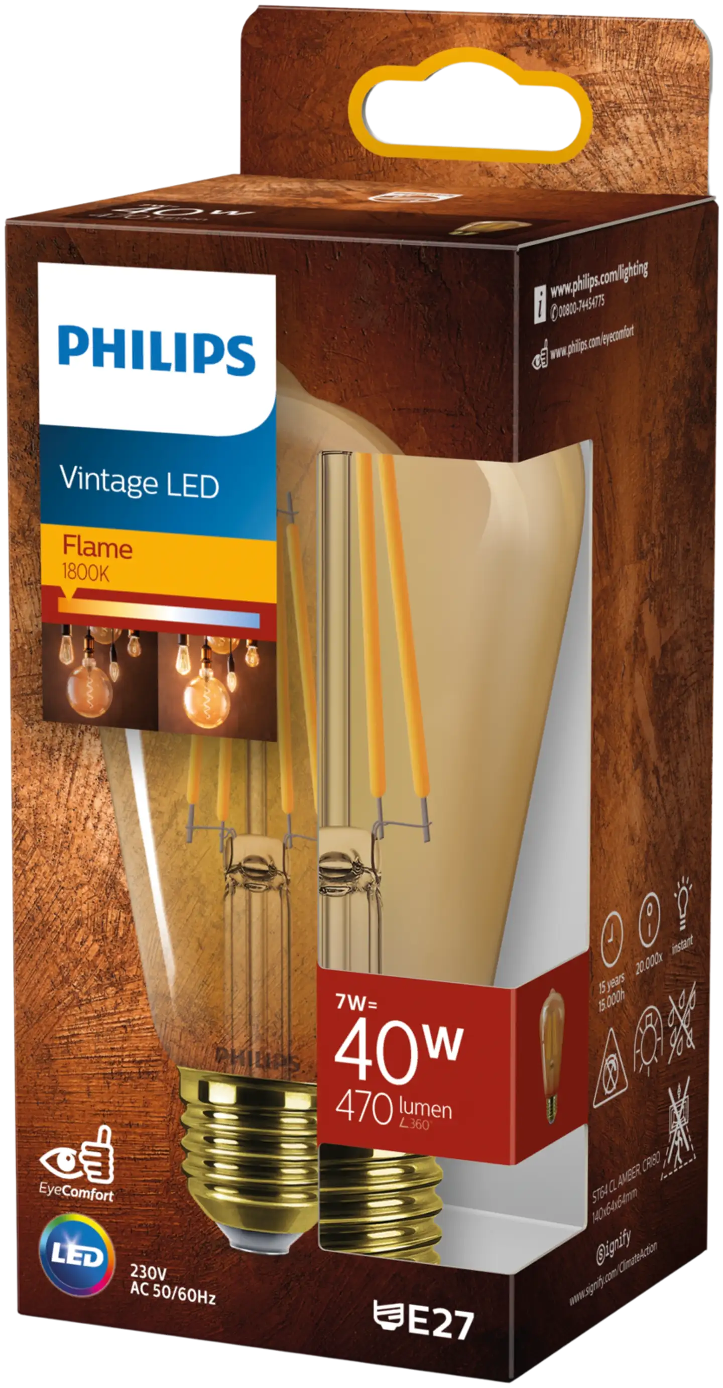 Philips LED-lamppu vintage 7W (40W) E27 1800K meripihkan värinen lasi - 2