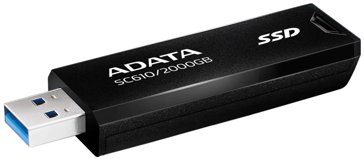 ADATA SC610 ulkoinen SSD-muisti, 2 TB, musta (USB-A) - 1