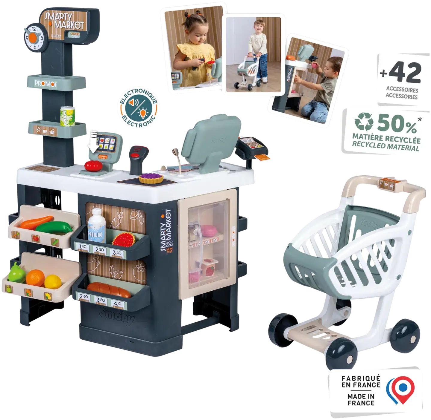 Smoby Smarty Market, leikkikauppa hauskoihin kauppaleikkeihin - 3