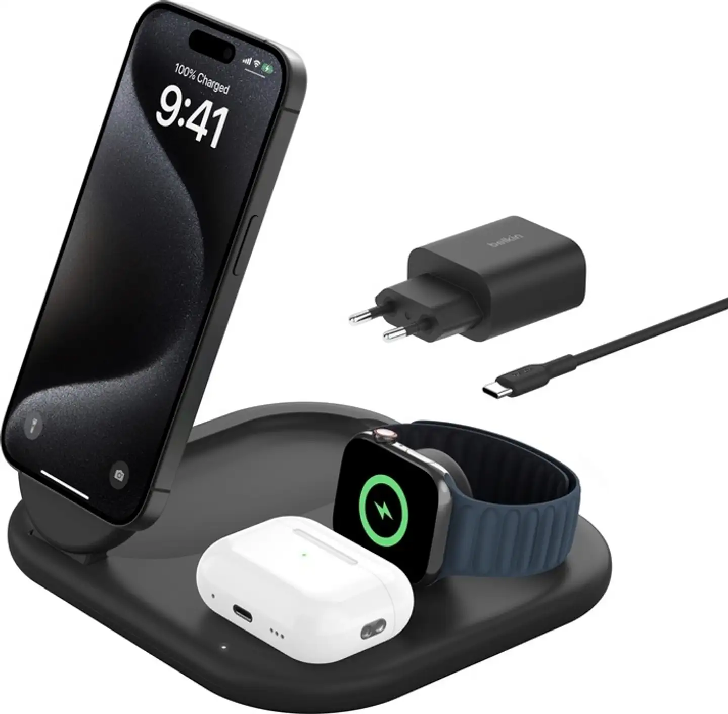 Belkin latausteline BOOST↑CHARGE™ Qi2 15w  3in1 Stand, musta - 1