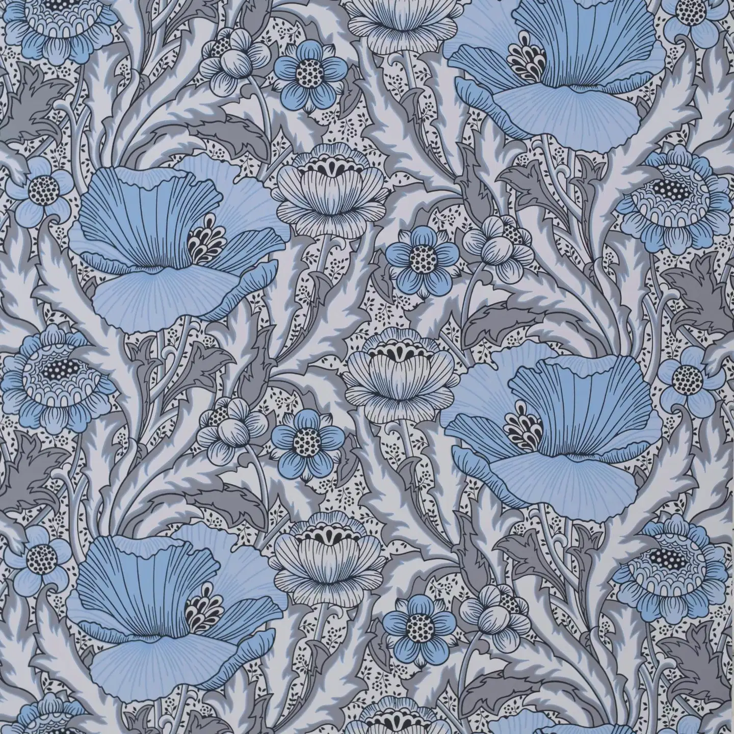 Sandudd Signature kuitutapetti Unelma 5452-8 10 ,05 x 0,53 m vaaleansiniset kukat, harmaat lehdet - 1