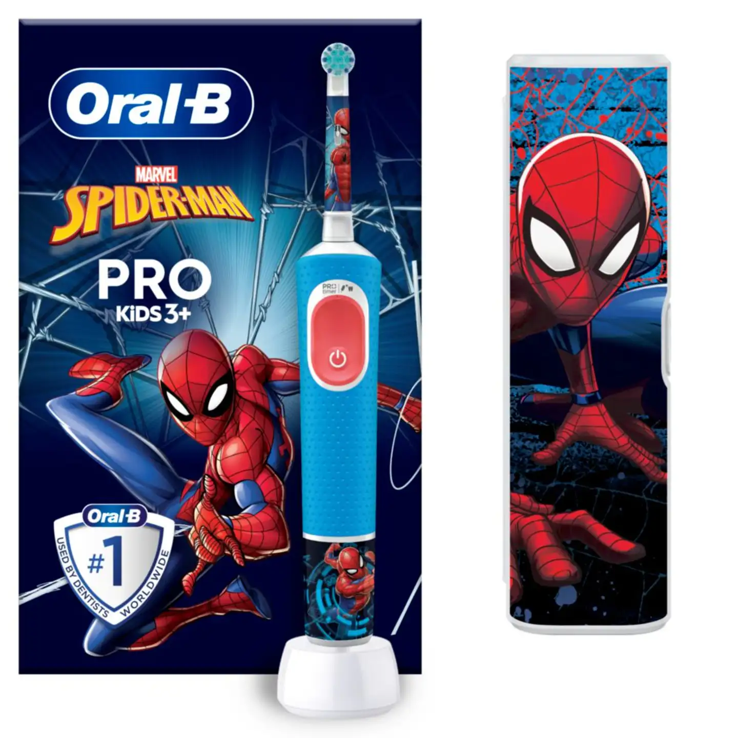 Oral-B Pro Kids Spiderman -sähköhammasharja Braun-tekniikalla + matkakotelo