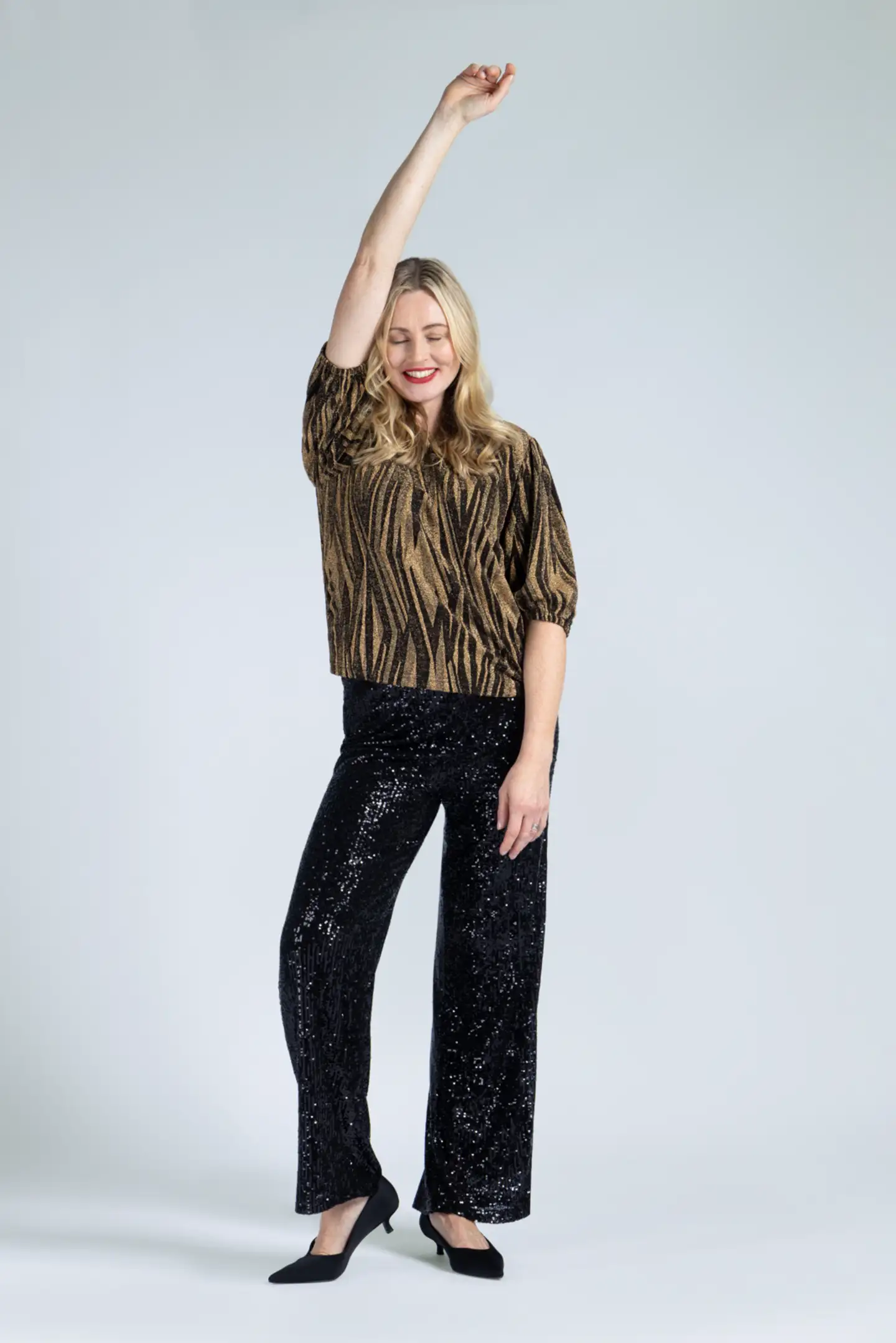 House naisten glitterpusero 213H402526 - Gold - 4