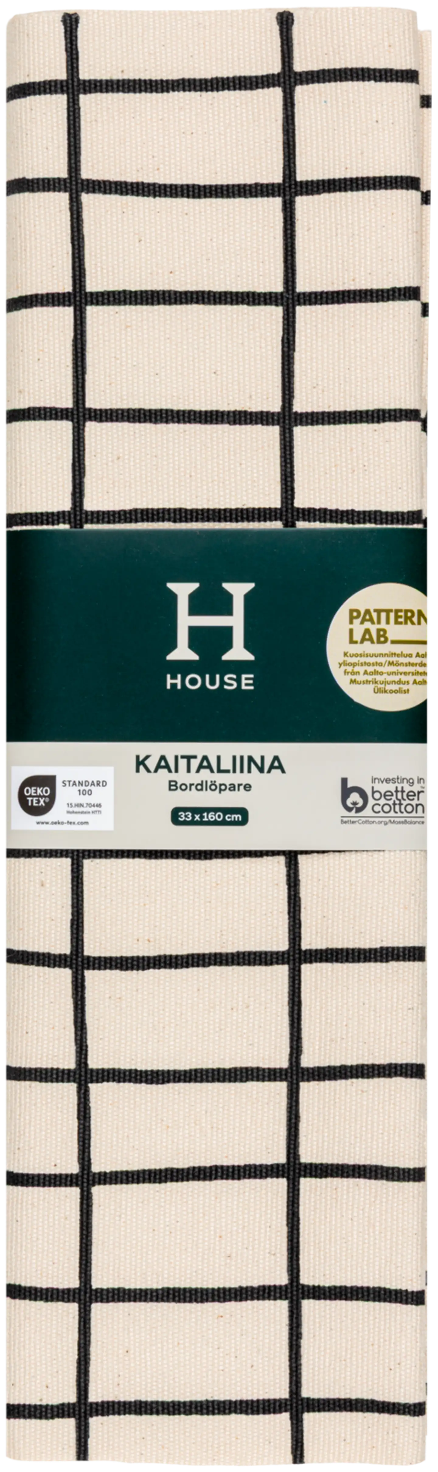 House kaitaliina Elonkorjuu 33x160 cm luonnonvalkoinen/musta PatternLab - 3
